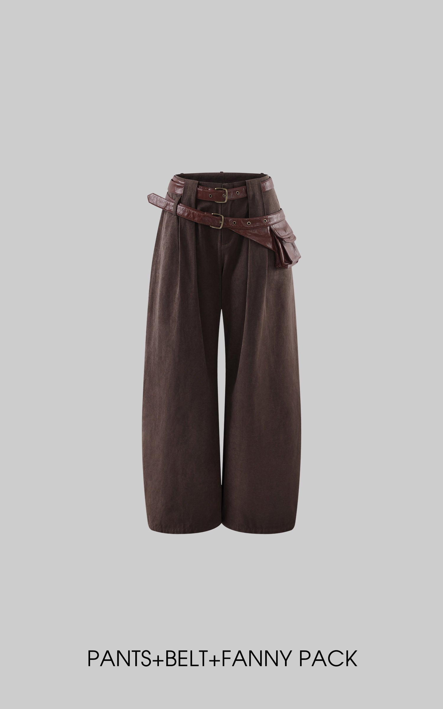 Rase le sol Layered Utility Belt Wide-Leg Pants