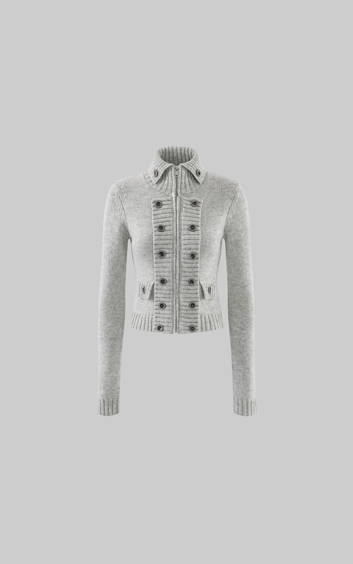 Hydrae Double-Breasted Knit Zip-Up Jacket