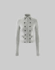 Hydrae Double-Breasted Knit Zip-Up Jacket