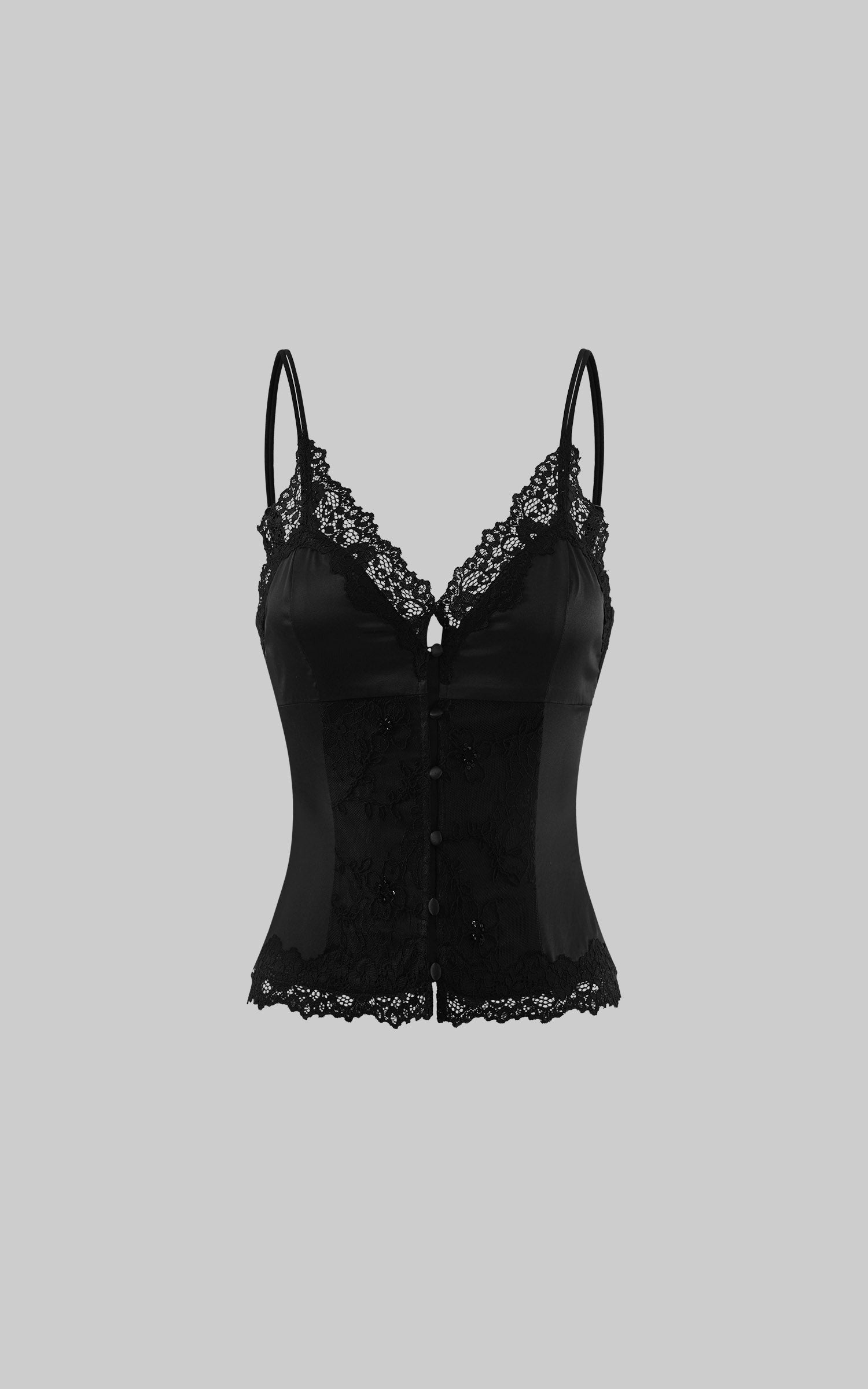 Hydrae Satin Lace Corset Camisole Top with Button Front