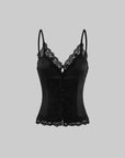 Hydrae Satin Lace Corset Camisole Top with Button Front