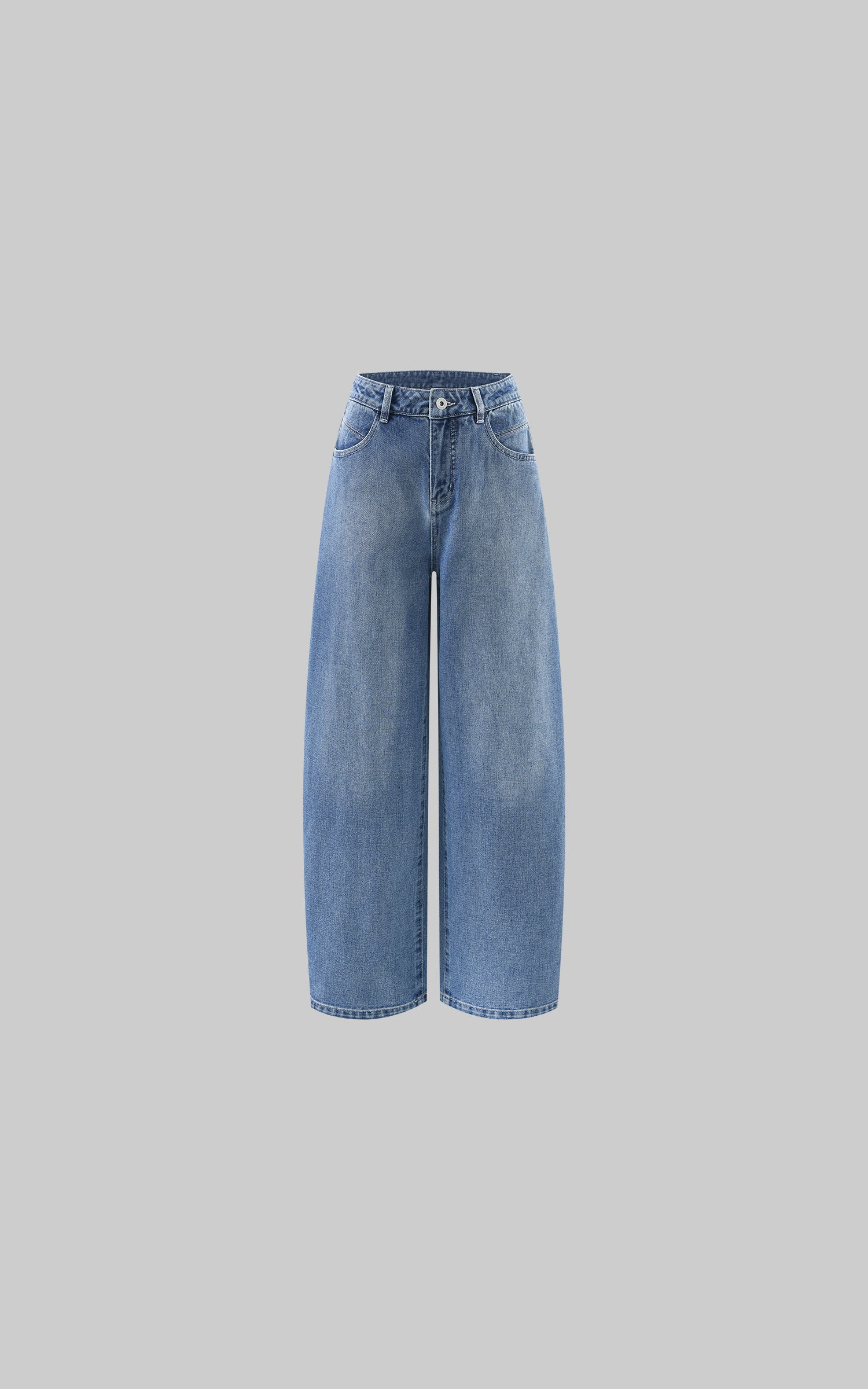WARDEN EDGE Washed Curve-Leg Wide Denim pants