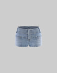 Rase le sol Printed Low-Rise Denim Shorts