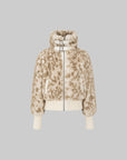 IAMXIAA Faux Fur Short Jacket with Buckle Collar and Ribbed Hem