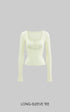 Rase Le Sol Cream Yellow Fitted Long-Sleeve Tee & Relaxed Shorts Set - PINKPARKS