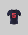 WARDEN EDGE グラフィック「5」クロップドTシャツ