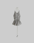 DOINDULGE Pleated Halter Peplum Top