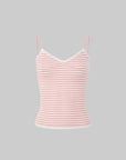 IAMXIAA Striped Cami and Cardigan Set with Lace Trim