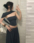 Hydrae Draped Jersey Halter Maxi Skirt Set
