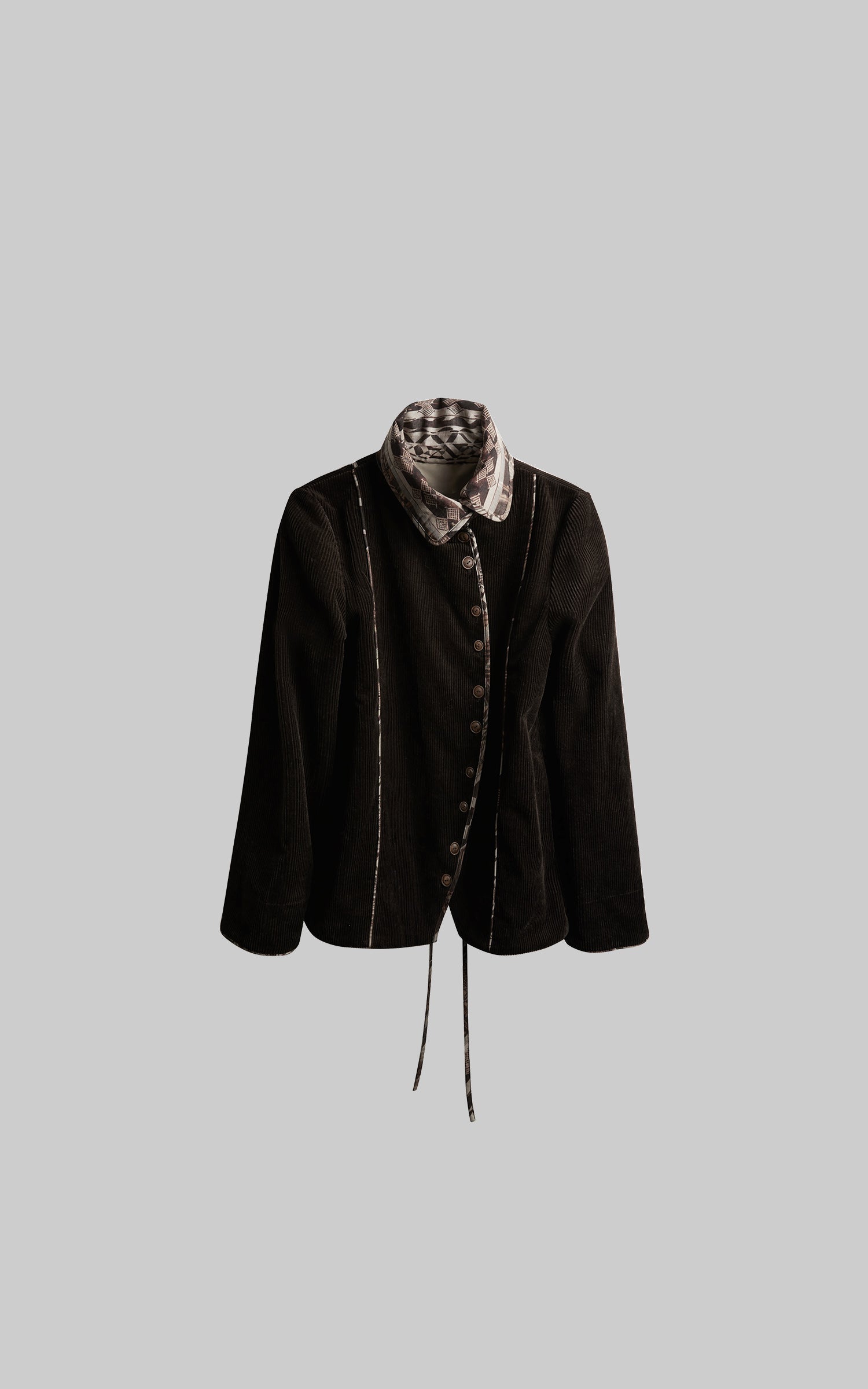 DOINDULGE Structured Corduroy Jacket with Asymmetric Button Line