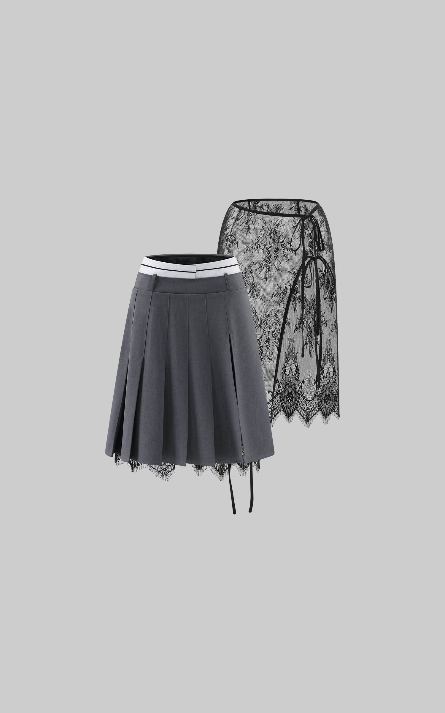 0122stepll Layered Pleated Mini Skirt Set