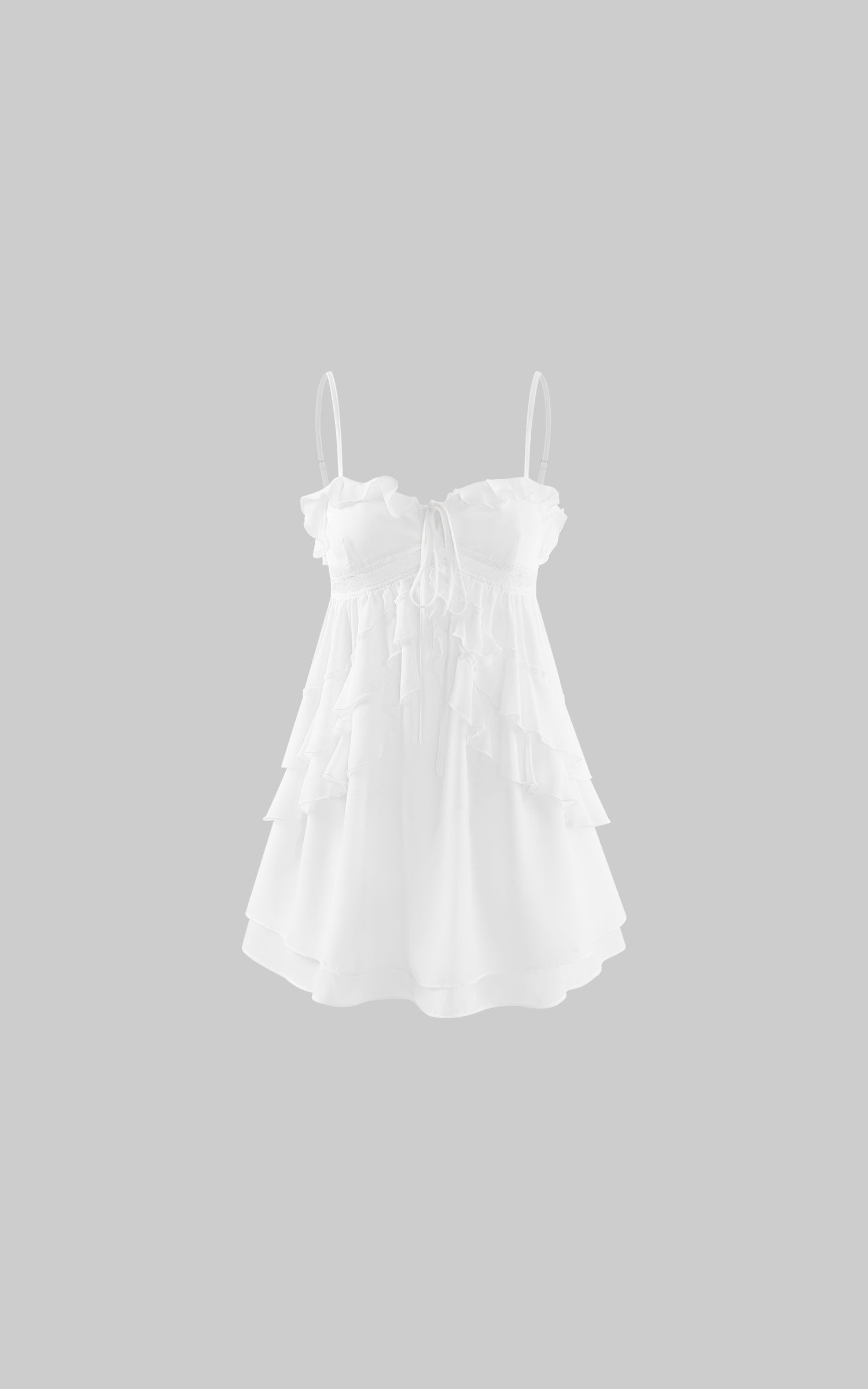 Rase Le Sol Silent Petals Lace-Trim Ruffle Mini Dress