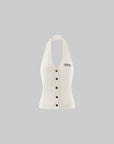 0122stepll Cable Knit Halter Button Vest