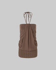 IAMXIAA Halter Mini Dress with Drape Detail and Studded Hem