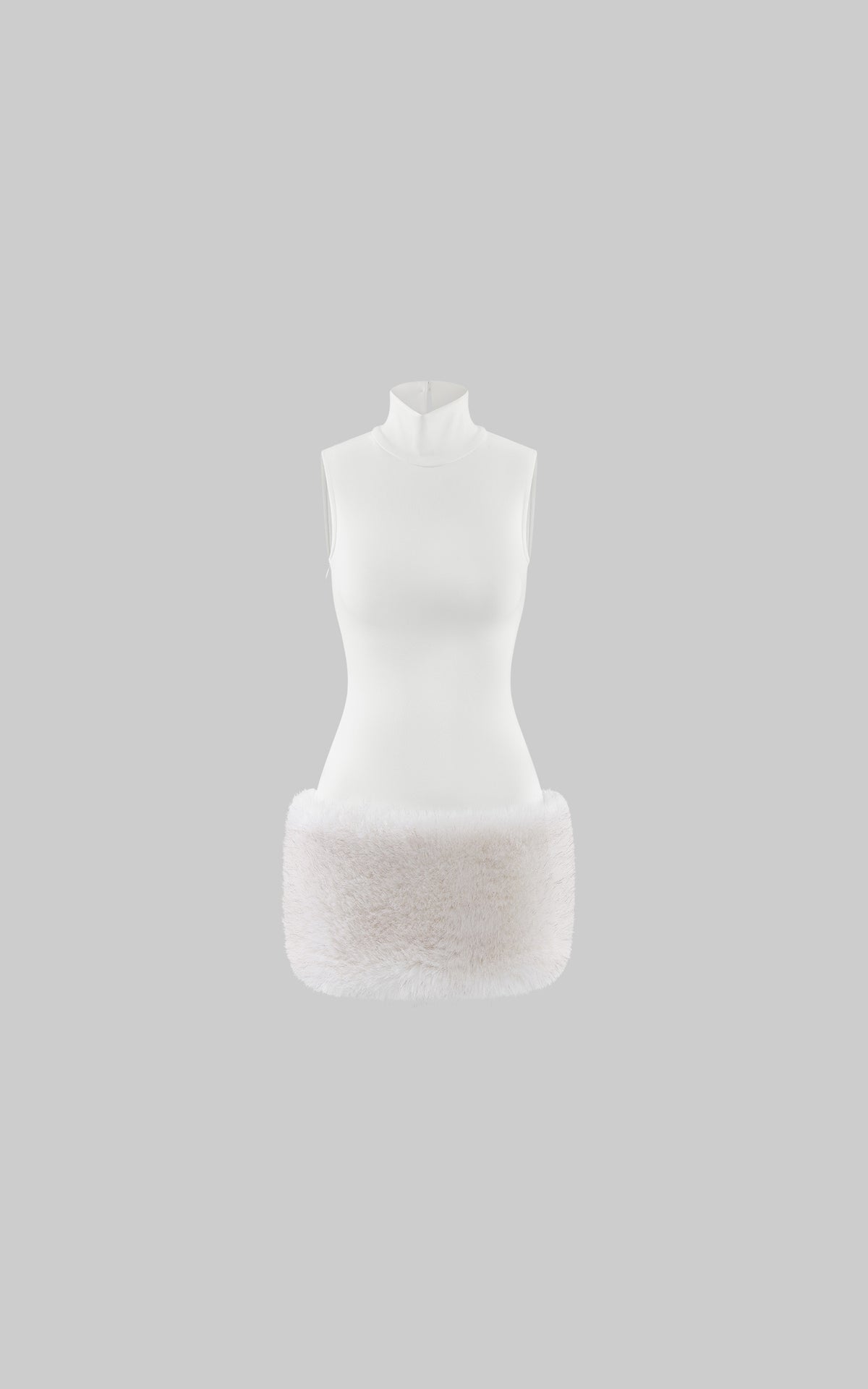 ROVENTE Faux Fur Trim Turtleneck Mini Dress