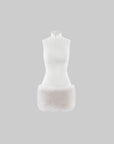 ROVENTE Faux Fur Trim Turtleneck Mini Dress