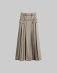 DOINDULGE Herringbone Pleated Maxi Skirt