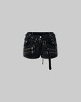 Rase le sol Multi-Belt Deconstructed Utility Denim Shorts - PINKPARKS