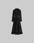 DOINDULGE Structured Pinstripe Tailored Gothic Maxi Dress