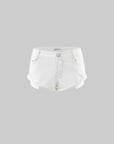 ROVENTE Low Rise White Denim Mini Shorts