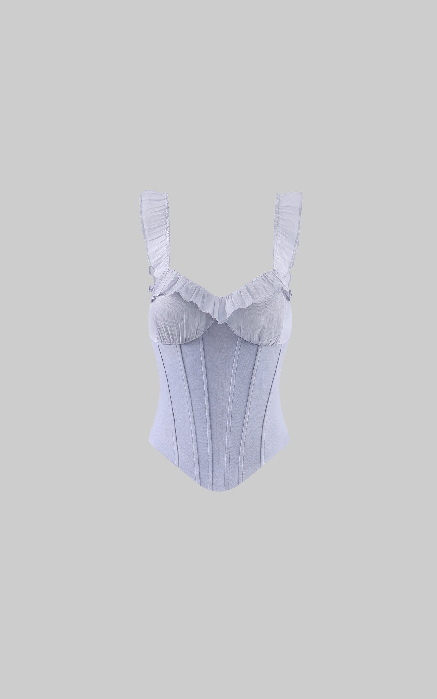 Hydrae Structured Off-Shoulder Ruffle Corset Bodice Sculpted Waist Top
