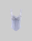 Hydrae Structured Off-Shoulder Ruffle Corset Bodice Sculpted Waist Top