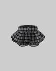 WARDEN EDGE Plaid Lace Trim Layered Mini Skirt