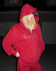 Rase le sol Rhinestone Gothic Zip-Up Hoodie & Wide-Leg Pants Set