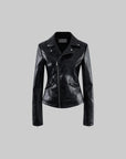 Rase le sol Sculpted-Waist Leather-Look Biker Jacket