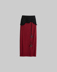 DOINDULGE Asymmetric Textured Panel Maxi Skirt with Fringe Detail