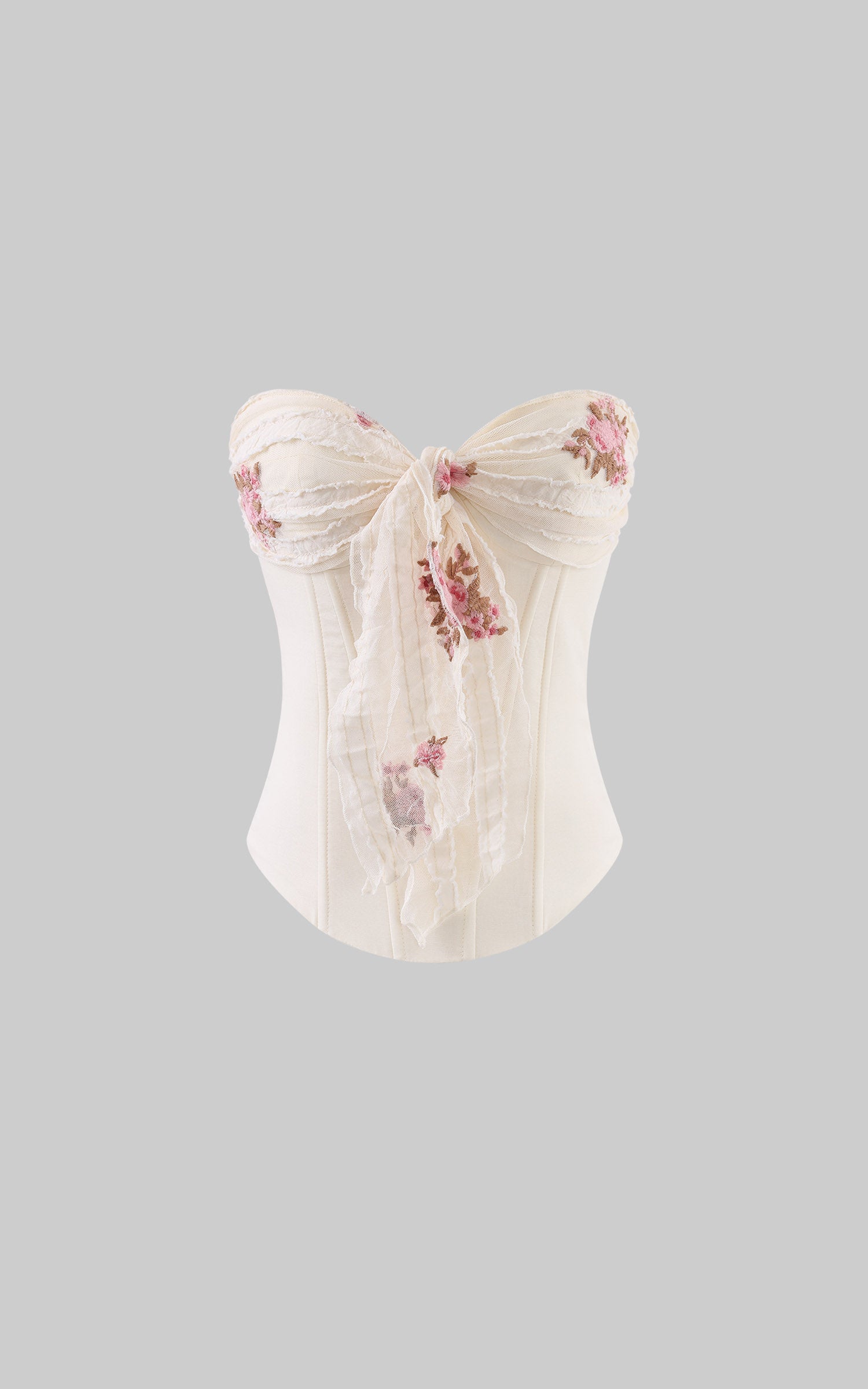 Hydrae Haut corset à fleurs froncé avec lien