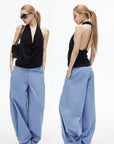 IAMXIAA バックレスドレープハルターニットトップ