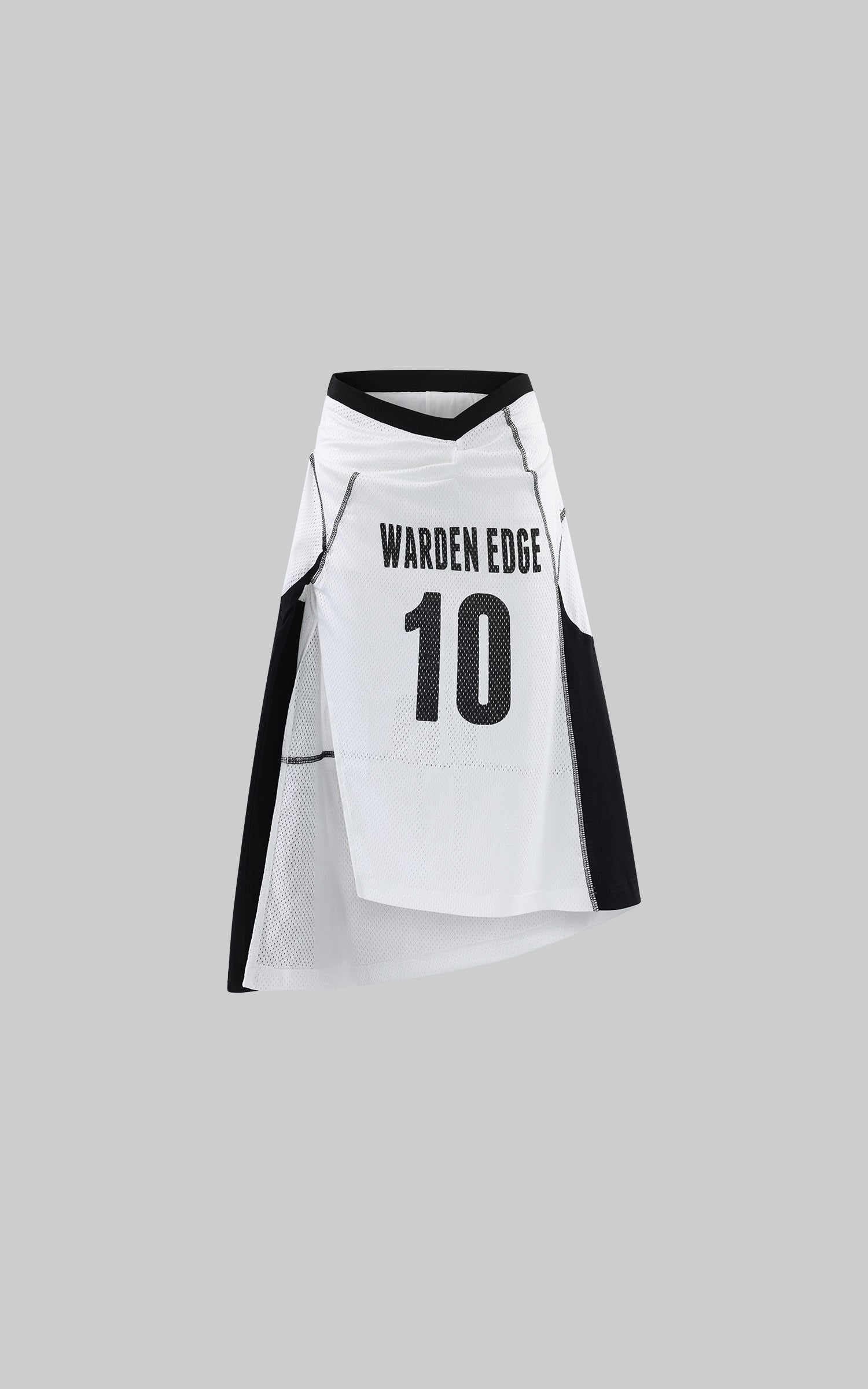 WARDEN EDGE Mesh Panel Asymmetric Basketball Midi Skirt with Number Graphic Detail