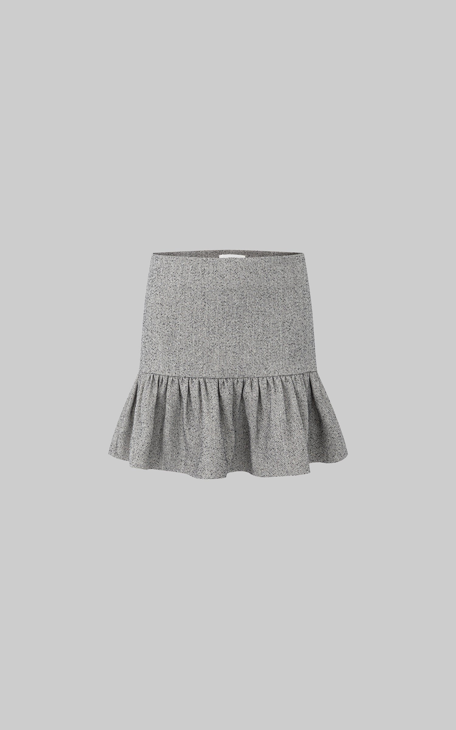 IAMXIAA Low-Rise Heather Grey Drop-Waist Ruffle Mini Skirt