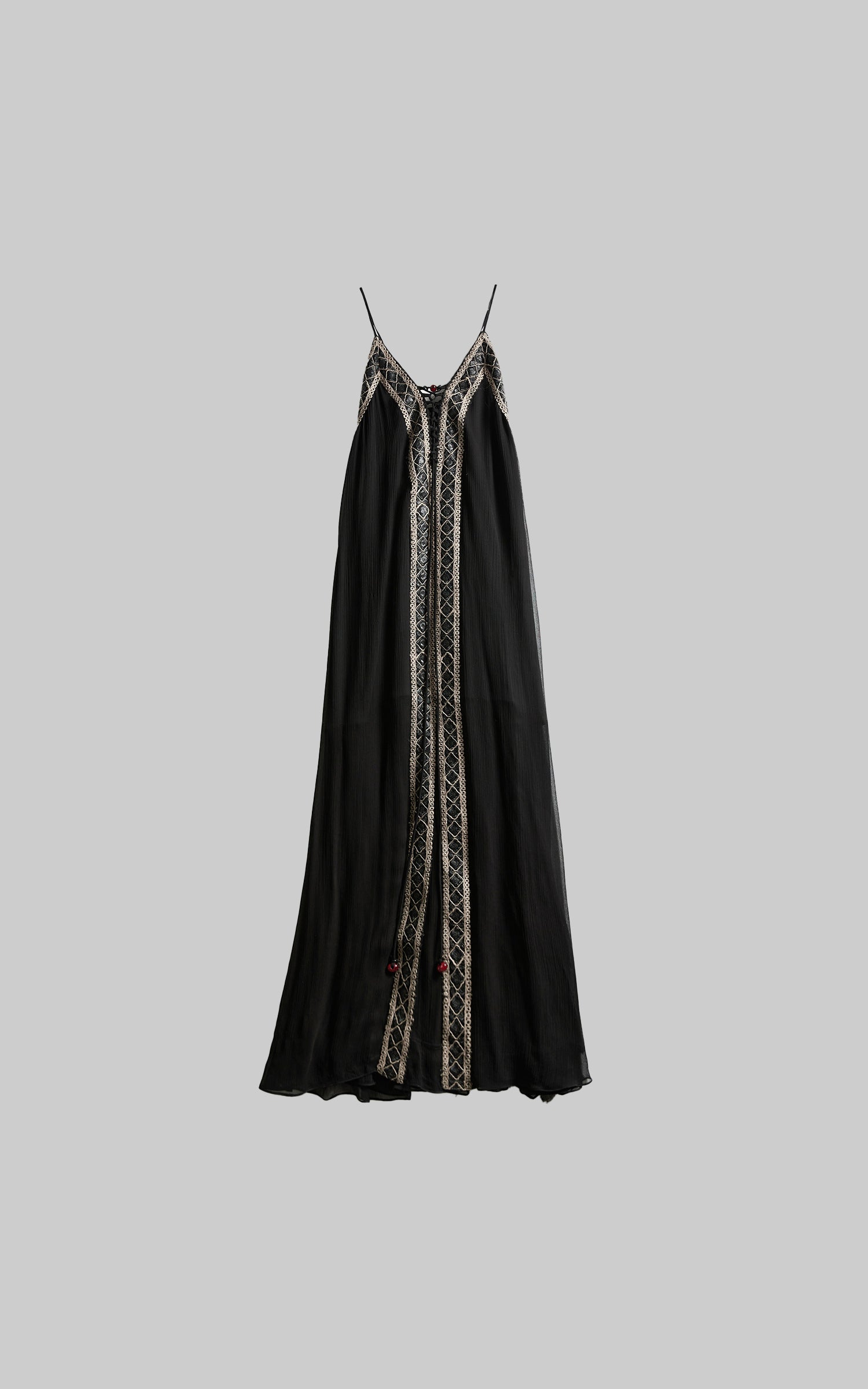 DOINDULGE Black Embroidered Beaded Maxi Dress