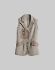 DOINDULGE Wool Patchwork Vest with Textured Panels