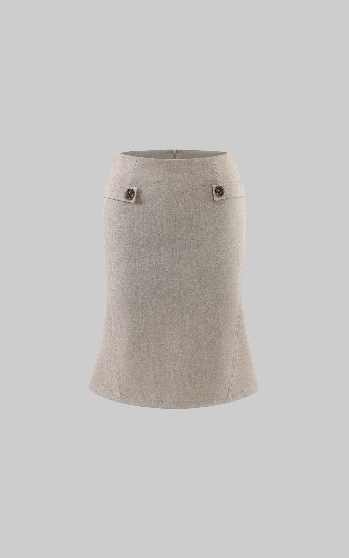 Hydrae Jupe midi ajustée taille basse à boutons