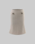 Hydrae Jupe midi ajustée taille basse à boutons