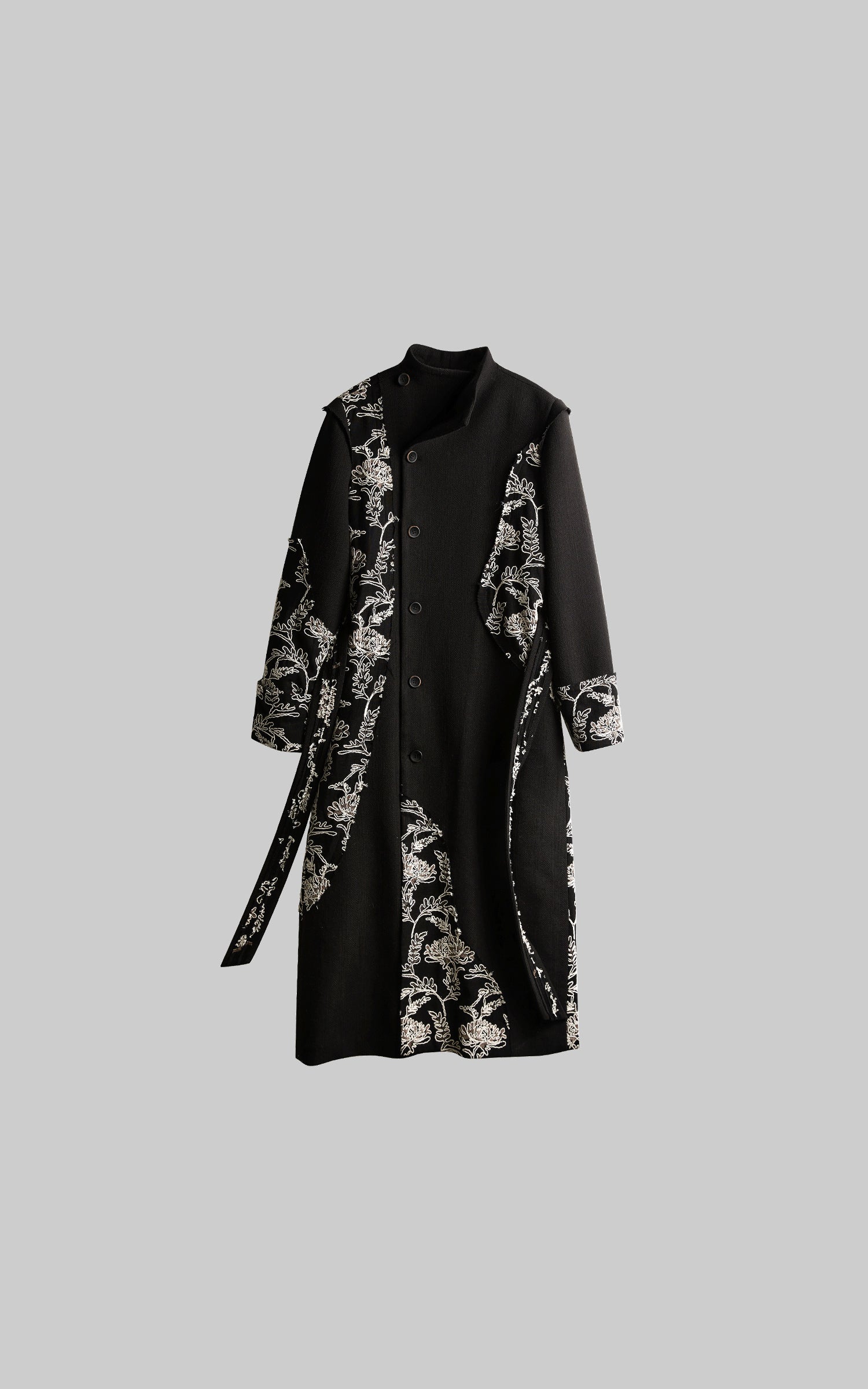 DOINDULGE Embroidered Asymmetric Long Coat