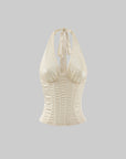 ROVENTE Sequin Satin Corset Top
