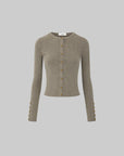IAMXIAA Sculpted Ribbed Long Sleeve Top with Vintage Metal Button Detailing