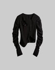 DOINDULGE Textured Long Sleeve Shirt with Draped Details