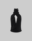 ROVENTE Cross-Neck Draped Halter Top