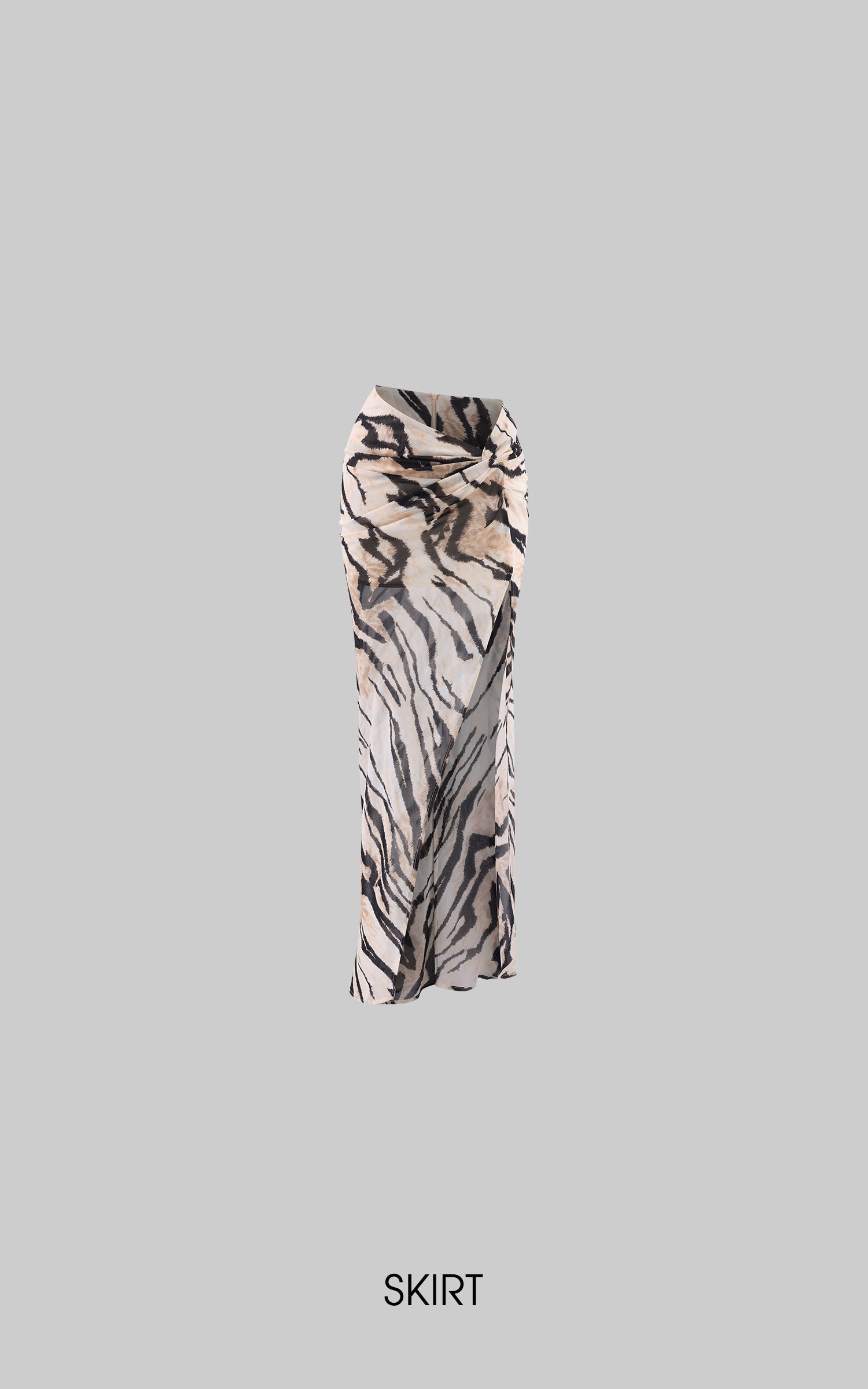 0122stepll Jupe longue asymétrique à imprimé zèbre drapée