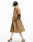 IAMXIAA Manteau trench en suédine drapé avec ceinture