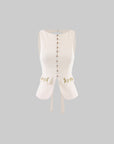 Hydrae Button Front Open Back Top & Mini Shorts Set