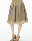 IAMXIAA Structured Waist Crinkle Midi Skirt