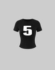 WARDEN EDGE Slim Cropped Number Print Tee