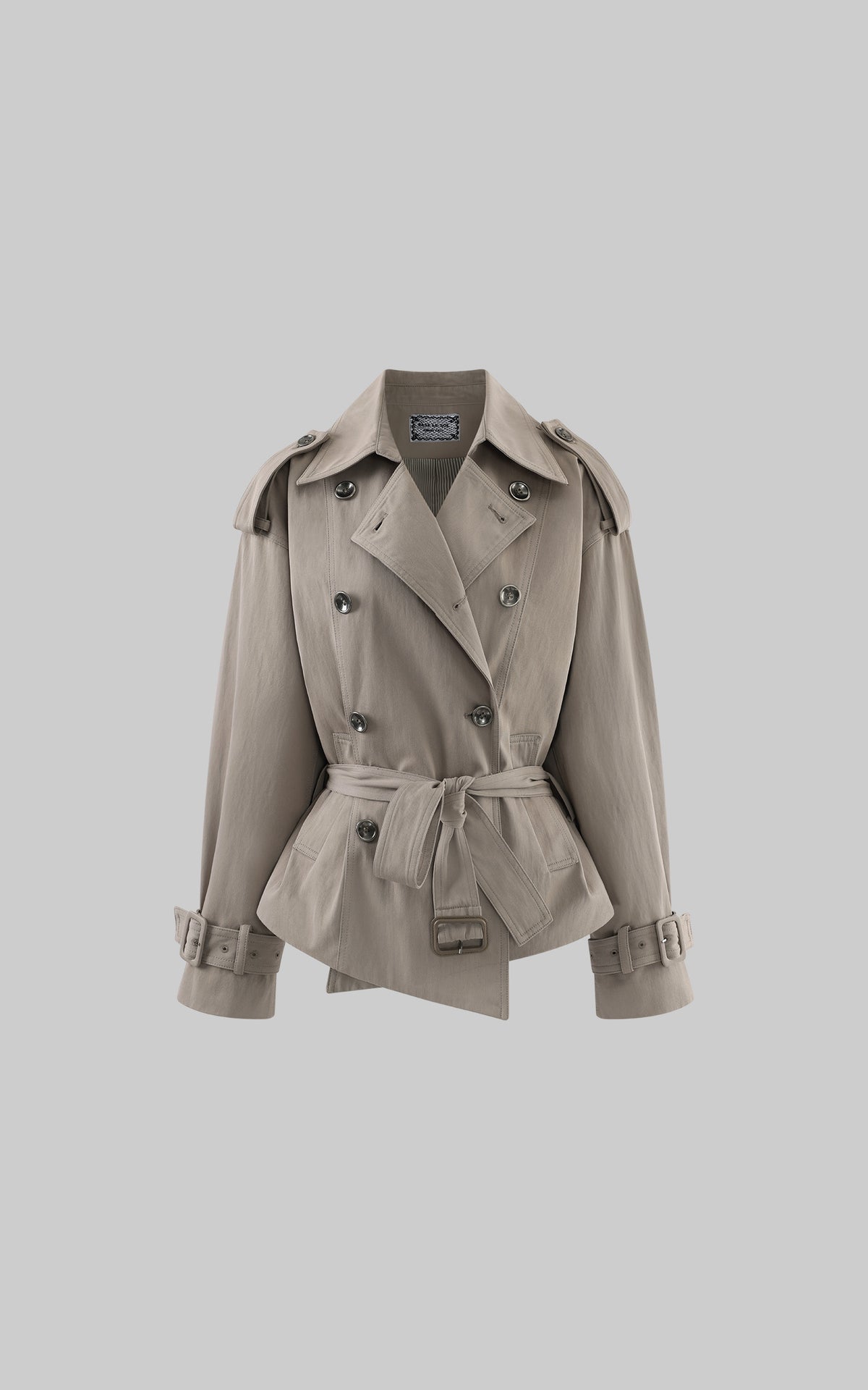 Rase le sol Belted Double-Breasted Sculpted Trench Jacket