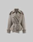 Rase le sol Belted Double-Breasted Sculpted Trench Jacket